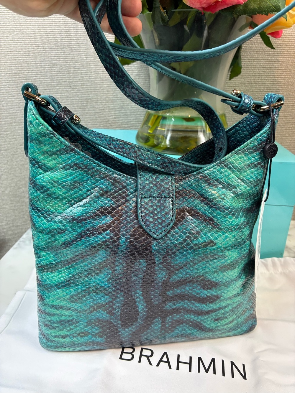 Brahmin Blue Mariner Small Gwynne Crossbody Bag - NWT & Dustbag 🔥 RARE Design - Picture 6 of 11